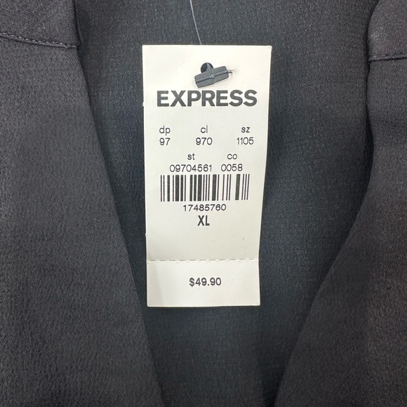Express V-Neck Button-Down Tie-Front Blouse (Black) XL - Picture 8 of 8